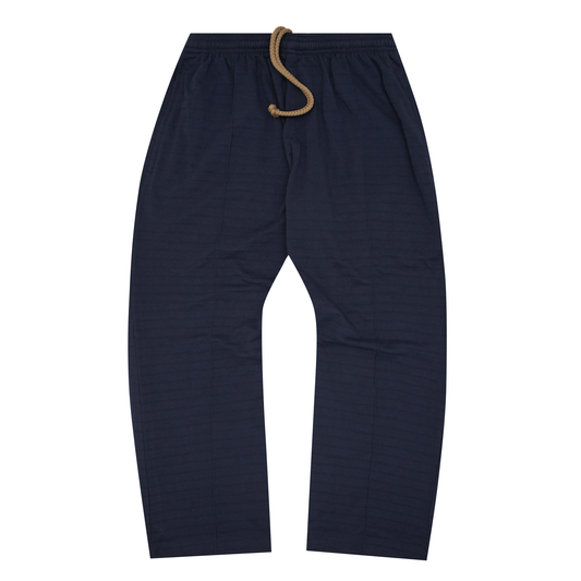 STRIPED PIQUE PLEATED ULTRA WIDE PANTS IN NAVY