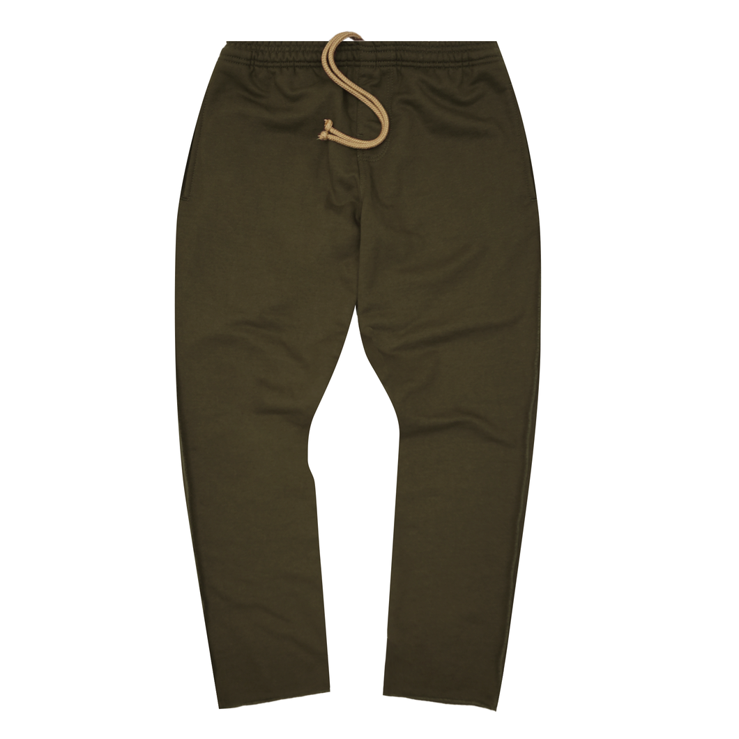 OLIVE FRENCH TERRY RAW FINISH LOUNGE PANTS