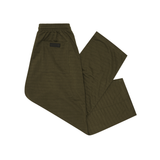 STRIPED PIQUE PLEATED ULTRA WIDE PANTS IN OLIVE