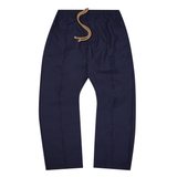 PLEATED WIDE CROPPED PANTS IN NAVY