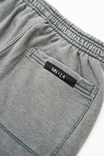 WASHED GREY RAW HEM SWEATSHORTS