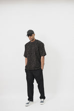 "VINES AND THORNS" RAW STITCH  MOCK NECK TEE V2 IN CHARCOAL GREY