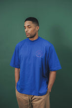 "CROP CIRCLES" MOCK NECK TEE V3 IN ELECTRIC BLUE