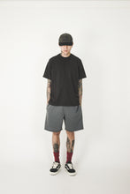 WASHED GREY RAW HEM SWEATSHORTS