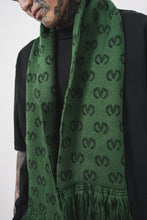 "MULTI M'$" KNITTED SCARF ANTHRACITE ON EMERALD