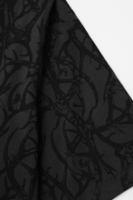 "VINES AND THORNS" RAW STITCH  MOCK NECK TEE V2 IN CHARCOAL GREY