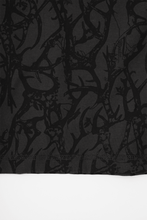 "VINES AND THORNS" RAW STITCH  MOCK NECK TEE V2 IN CHARCOAL GREY