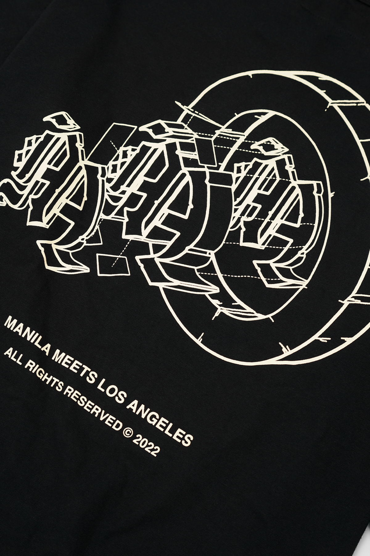 "M'$ ARTIFACT" MOCK NECK TEE IN ANTHRACITE