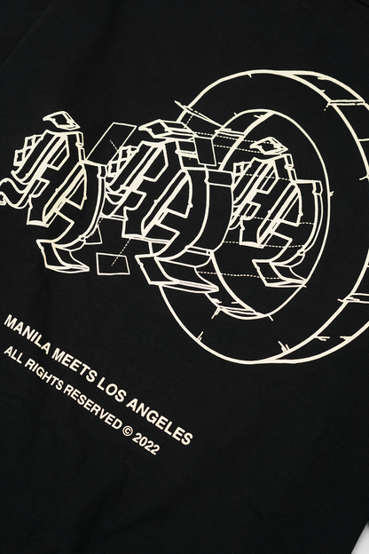 "M'$ ARTIFACT" MOCK NECK TEE IN ANTHRACITE