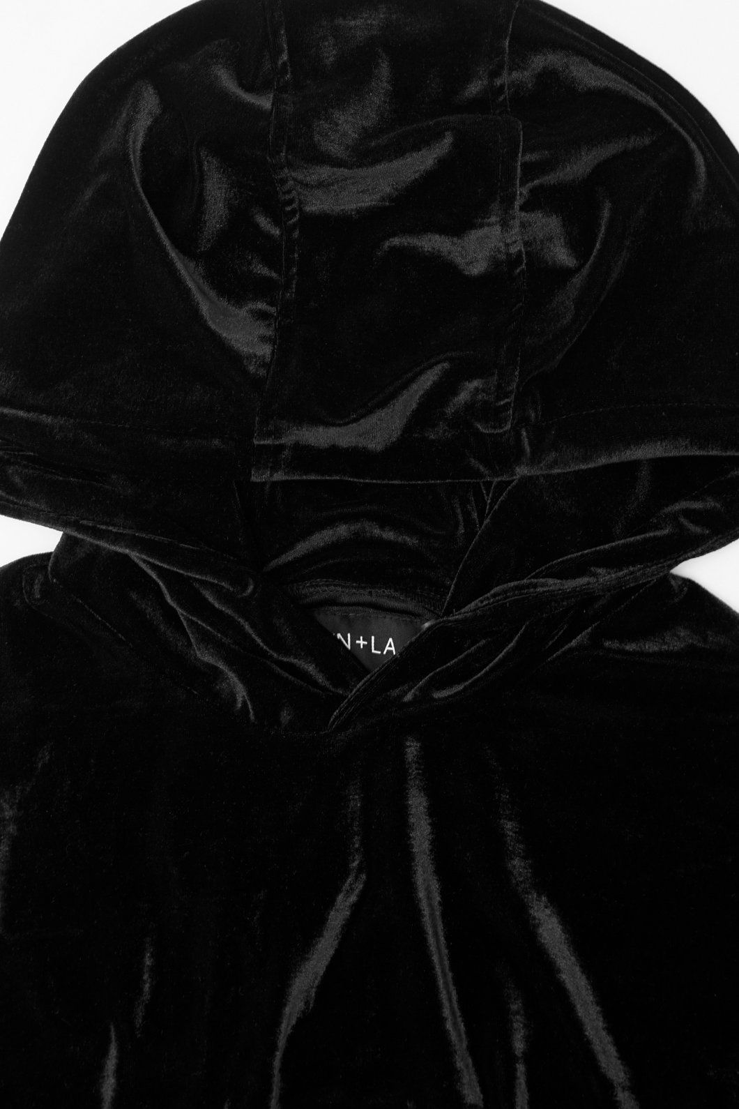 VELOUR LOUNGE HOODIE IN DEEP BLACK MN LA