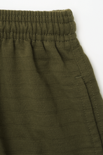 STRIPED PIQUE SHORTS IN OLIVE