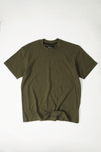 STRIPED PIQUE CLASSIC TEE IN OLIVE