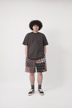 "DECONSTRUCTED PAISLEY" MESH SHORTS IN SEPIA