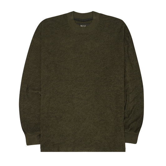 TOWEL TERRY LONGSLEEVE TEE IN OLIVE
