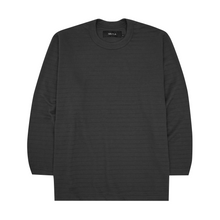 STRIPED PIQUE LONGSLEEVE TEE V3 IN CHARCOAL GREY