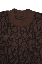 "VINES AND THORNS" RAW STITCH  MOCK NECK TEE V2 IN WOOD