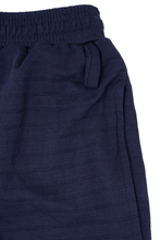 STRIPED PIQUE LOUNGE PANTS IN NAVY BLUE