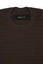 STRIPED PIQUE OVERSIZED TEE V3 IN WOOD