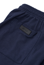 WAFFLE WEAVE PLEATED WIDE LOUNGE PANTS IN NAVY BLUE