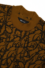 "VINES AND THORNS" RAW STITCH  MOCK NECK TEE V2 IN RUST