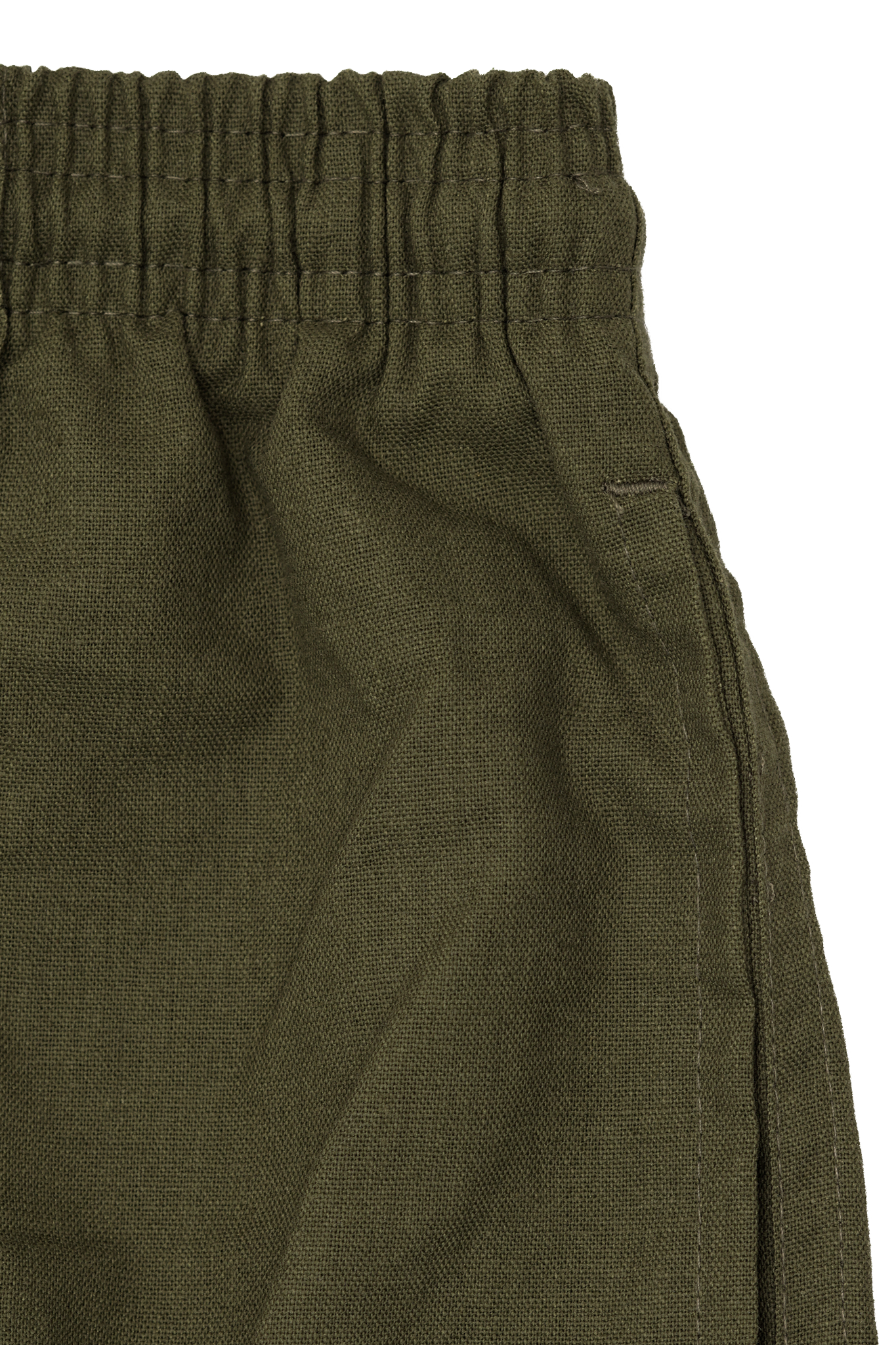 LINEN PLEATED HOUSE SHORTS IN OLIVE