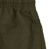 LINEN PLEATED HOUSE SHORTS IN OLIVE