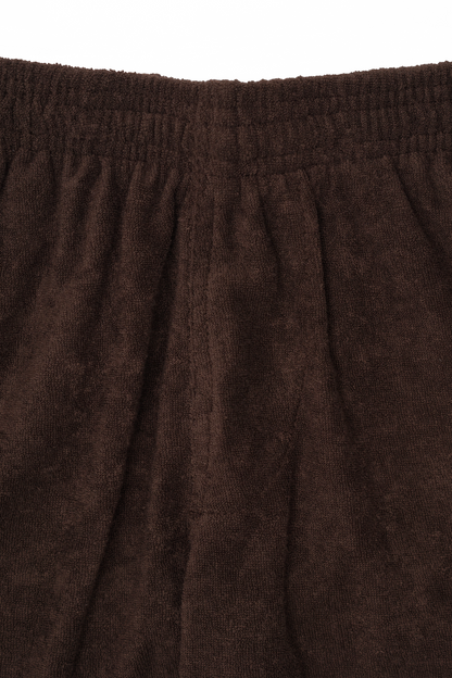 TOWEL TERRY HOUSE SHORTS IN WOOD