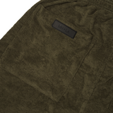 TOWEL TERRY RAW HEM SWEATSHORTS IN OLIVE