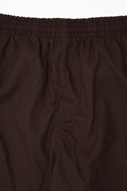 LINEN WIDE CROPPED PANTS IN WOOD
