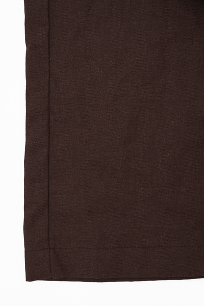 LINEN WIDE CROPPED PANTS IN WOOD