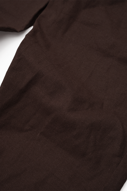 LINEN WIDE CROPPED PANTS IN WOOD