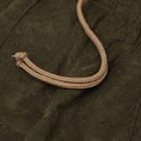 OLIVE TOWEL TERRY RAW FINISH PLEATED LOUNGE PANTS