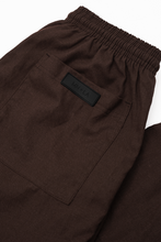 LINEN WIDE CROPPED PANTS IN WOOD
