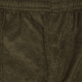 OLIVE TOWEL TERRY RAW FINISH PLEATED LOUNGE PANTS