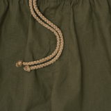 LINEN HOUSE SHORTS IN MOSS GREEN