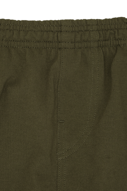 WAFFLE WEAVE PLEATED CROPPED PANTS IN OLIVE