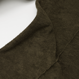 OLIVE TOWEL TERRY RAW FINISH PLEATED LOUNGE PANTS