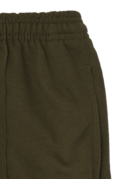 WAFFLE WEAVE PLEATED CROPPED PANTS IN OLIVE