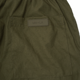 LINEN HOUSE SHORTS IN MOSS GREEN