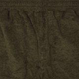 TOWEL TERRY RAW HEM SWEATSHORTS IN OLIVE