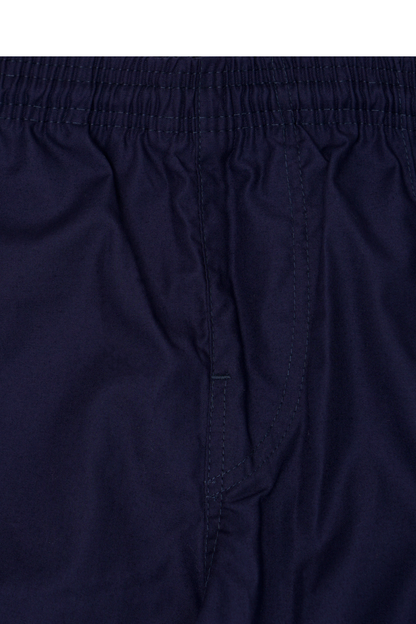 PLEATED WIDE CROPPED PANTS IN NAVY