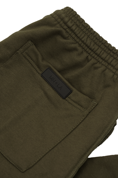 OLIVE FRENCH TERRY RAW FINISH LOUNGE PANTS