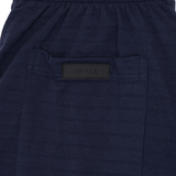 STRIPED PIQUE PLEATED ULTRA WIDE PANTS IN NAVY
