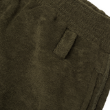 TOWEL TERRY RAW HEM SWEATSHORTS IN OLIVE