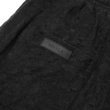 CHARCOAL GREY TOWEL TERRY RAW FINISH LOUNGE PANTS