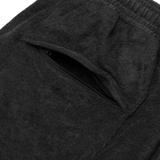 CHARCOAL GREY TOWEL TERRY RAW FINISH LOUNGE PANTS