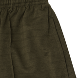 STRIPED PIQUE PLEATED ULTRA WIDE PANTS IN OLIVE