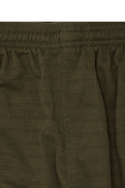 STRIPED PIQUE PLEATED ULTRA WIDE PANTS IN OLIVE