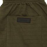 STRIPED PIQUE PLEATED ULTRA WIDE PANTS IN OLIVE
