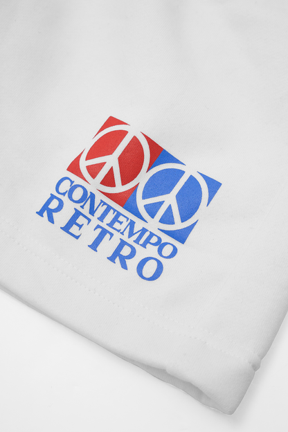 "CONTEMPO RETRO 2 PEACE" SWEATSHORTS IN WHITE